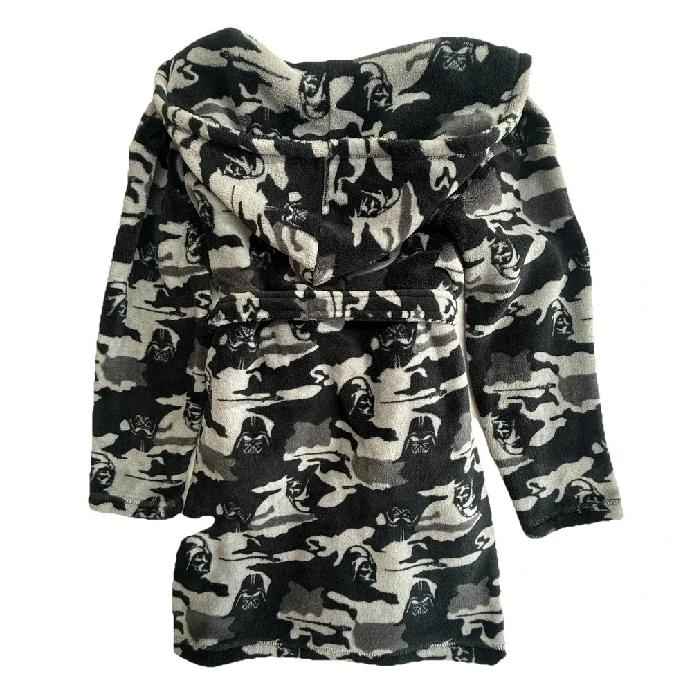 GAP Star Wars Kids Robe Darth Vader Hooded Fleece Belt Sz 8‎ Gray